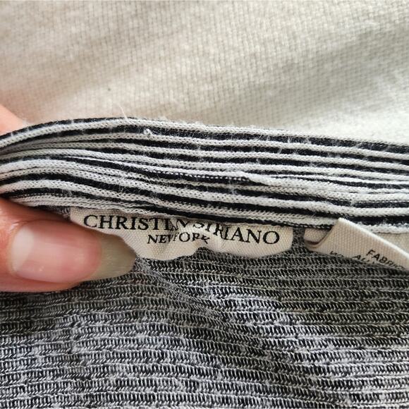 Striped black white Christian Siriano Blouse short sleeve top small - Picture 3 of 9